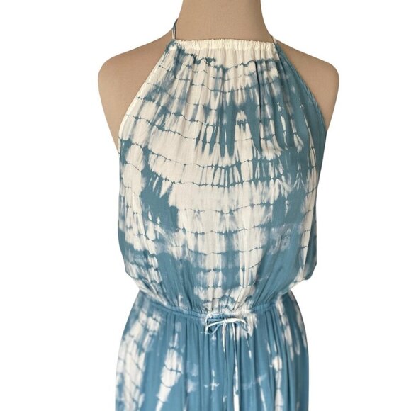 NWT Lulus In a Daydream Blue & White Tie-Dye Maxi Dress - Halter Dress, Size M - Picture 3 of 10